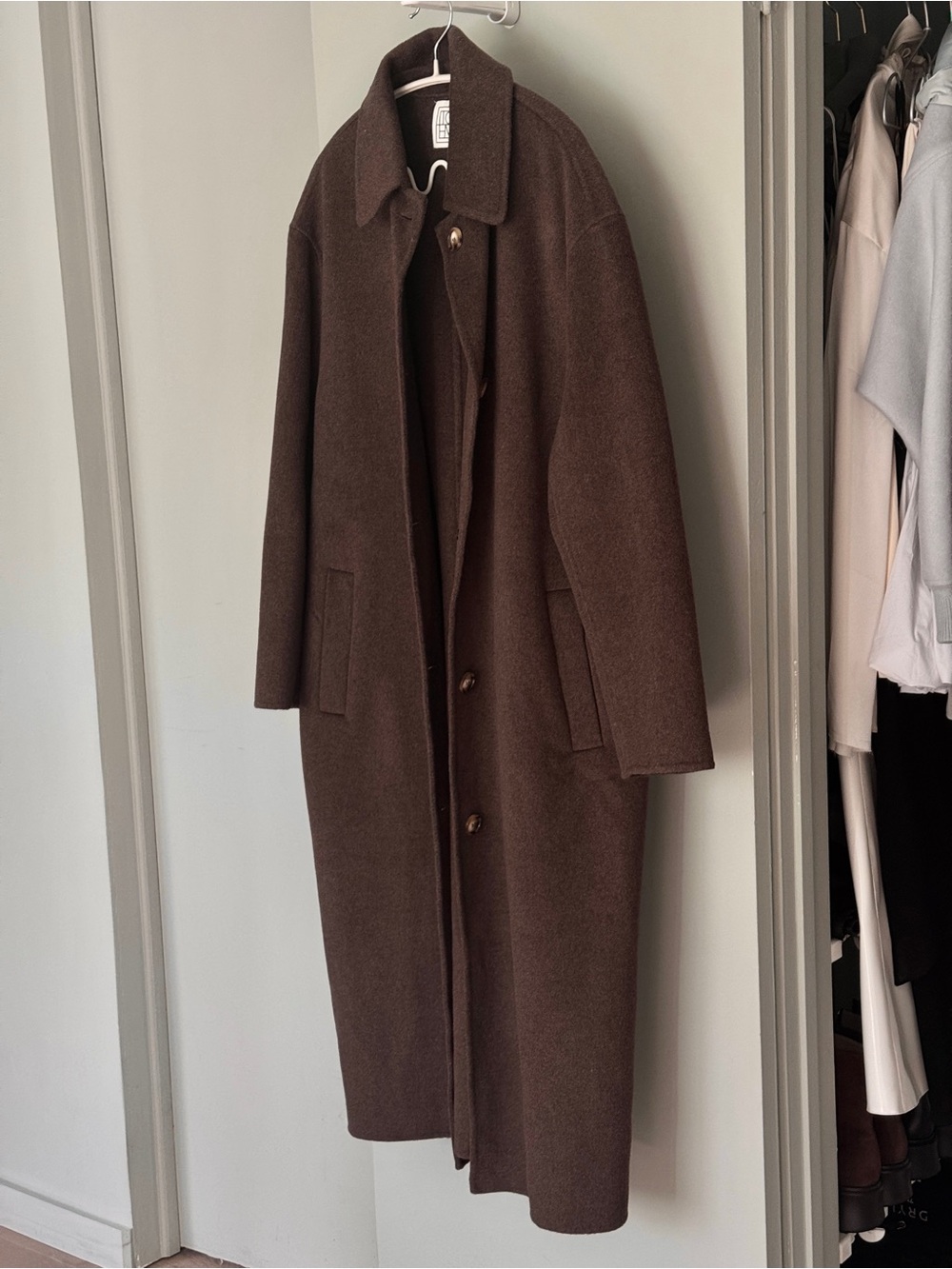 TOTEME Relaxed Fit Longline Double Face Wool Car Coat